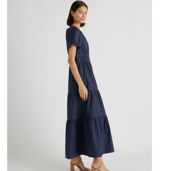 Quince 100% Organic Cotton Tiered Maxi Dress Navy XS - Picture 2 of 6